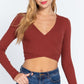 Surplice W/tie Rib Knit Top