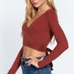 Surplice W/tie Rib Knit Top