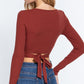 Surplice W/tie Rib Knit Top