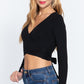 Surplice W/tie Rib Knit Top