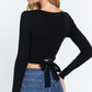 Surplice W/tie Rib Knit Top