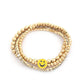 Enamel Happy Face Charm Rhinestone Ball Bead Bracelet Set