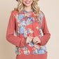 Floral Printed Contrast Hoodie With Relaxed Fit And Cuff Detail