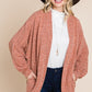 Two Tone Open Front Warm And Cozy Circle Cardigan With Side Pockets