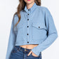 Long Slv Snap Button Crop Jacket