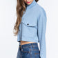 Long Slv Snap Button Crop Jacket