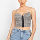 Plaid Hook & Eye Sweetheart Crop Top