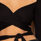 Ribbed Long Strap Wrap Tie Crop Top