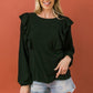 Round Neckline Front Ruffle Detail Knit Top