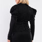 Plus Long Sleeve Victorian Steampunk Inspired V-neck Button Front Pleated Detail Mock Blazer Fitted Dress