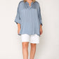 Washed Satin Button Down Loose Fit Top With Hi-lo Hem