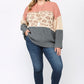 Color Block And Leopard Pattern Mixed Pullover Sweater