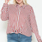 Multi Stripe Side Slit Cotton Shirt