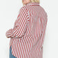 Multi Stripe Side Slit Cotton Shirt