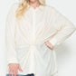 Twisted Knot Detail Oversized Satin Shirt