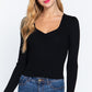 Shirring Sweatheart Neck Sweater