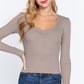 Shirring Sweatheart Neck Sweater