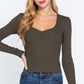 Shirring Sweatheart Neck Sweater