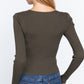 Shirring Sweatheart Neck Sweater