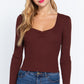 Shirring Sweatheart Neck Sweater