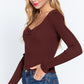 Shirring Sweatheart Neck Sweater