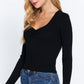 Shirring Sweatheart Neck Sweater