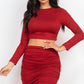 Ruched Side Crop Top & Drawstring Skirt Set