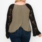 Solid Top Featuring Flattering Lace Bell Sleeves