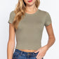 Short Slv Crew Neck Rib Crop Top