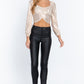 Long Slv Ruched Metallic Knit Top