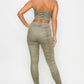 Embossed Snake Print Top And Leggings Set