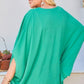 V Neck Dolman Sleeves Front Waist Elastic Solid Top