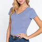 Short Sleeve V-neck Crop Top