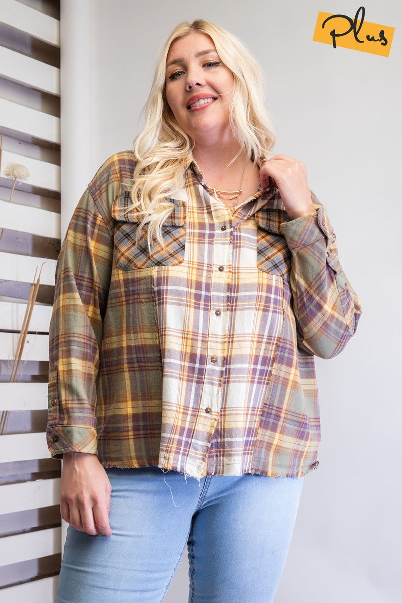 Plaid Mix Button Down Shirt