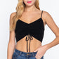 Front Ruched Detail Sweater Knit Crop Cami Top