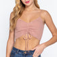 Front Ruched Detail Sweater Knit Crop Cami Top