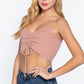 Front Ruched Detail Sweater Knit Crop Cami Top