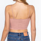 Front Ruched Detail Sweater Knit Crop Cami Top