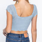 Short Sleeve V-neck Front Knot Detail Sweater Knit Crop Top