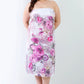 Plus Pink Flower Print Sleeveless Midi Dress