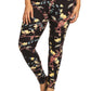 Plus Size Floral Print, Full Length Leggings In A Slim Fitting Style With A Banded High Waist