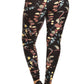 Plus Size Floral Print, Full Length Leggings In A Slim Fitting Style With A Banded High Waist