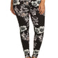 Plus Size Floral Graphic Printed Jersey Knit Legging With Elastic Waistband Detail