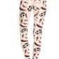 Long Yoga Style Banded Lined Leaf Printed Knit Legging With High Waist