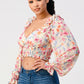 Chic Floral Sweetheart Smocked Body Blouse Top