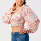 Chic Floral Sweetheart Smocked Body Blouse Top