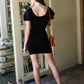 Knit Short Balloon Sleeve Bodycon Mini Dress