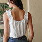 Embroidered Ruffle Trim Strap Sleeveless Crop Top