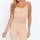 Round Neck Pointelle Detail Seamless Rib Romper