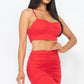 Ruched Crop Top And Skirt Sets